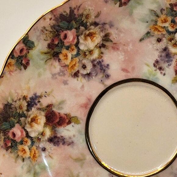 Vintage Bradford Editions Lena Liu "Remembrance" Floral Teacup & Saucer Set - Picture 3 of 6